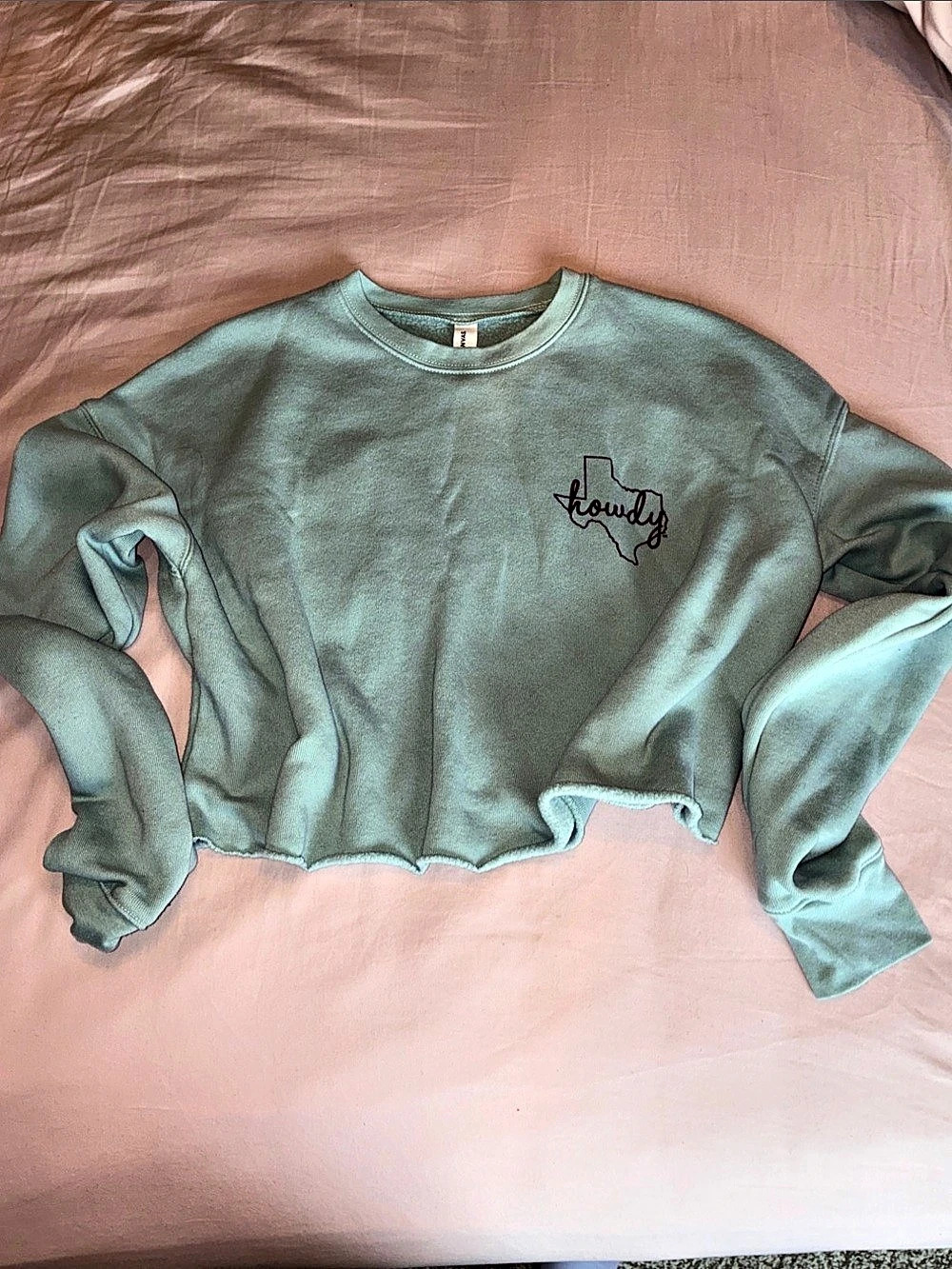 Texas A&M Cropped Graphic Sweatshirt in Green Size Small